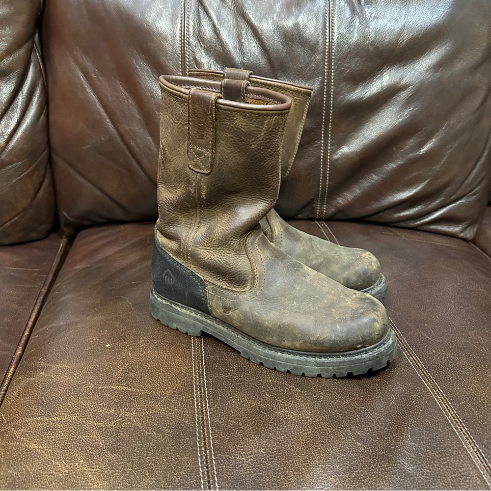 Men's Wolverine Brown Wellington Western Cowboy Leather Work Boots Size 8M‎